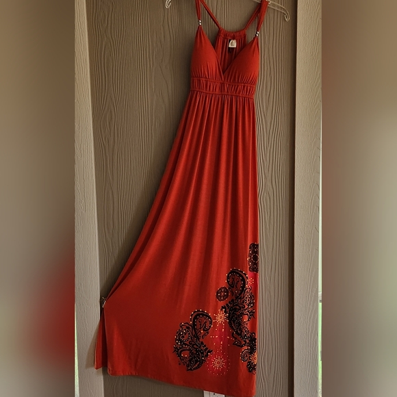 New Directions Orange Maxi Dress - Picture 4 of 15